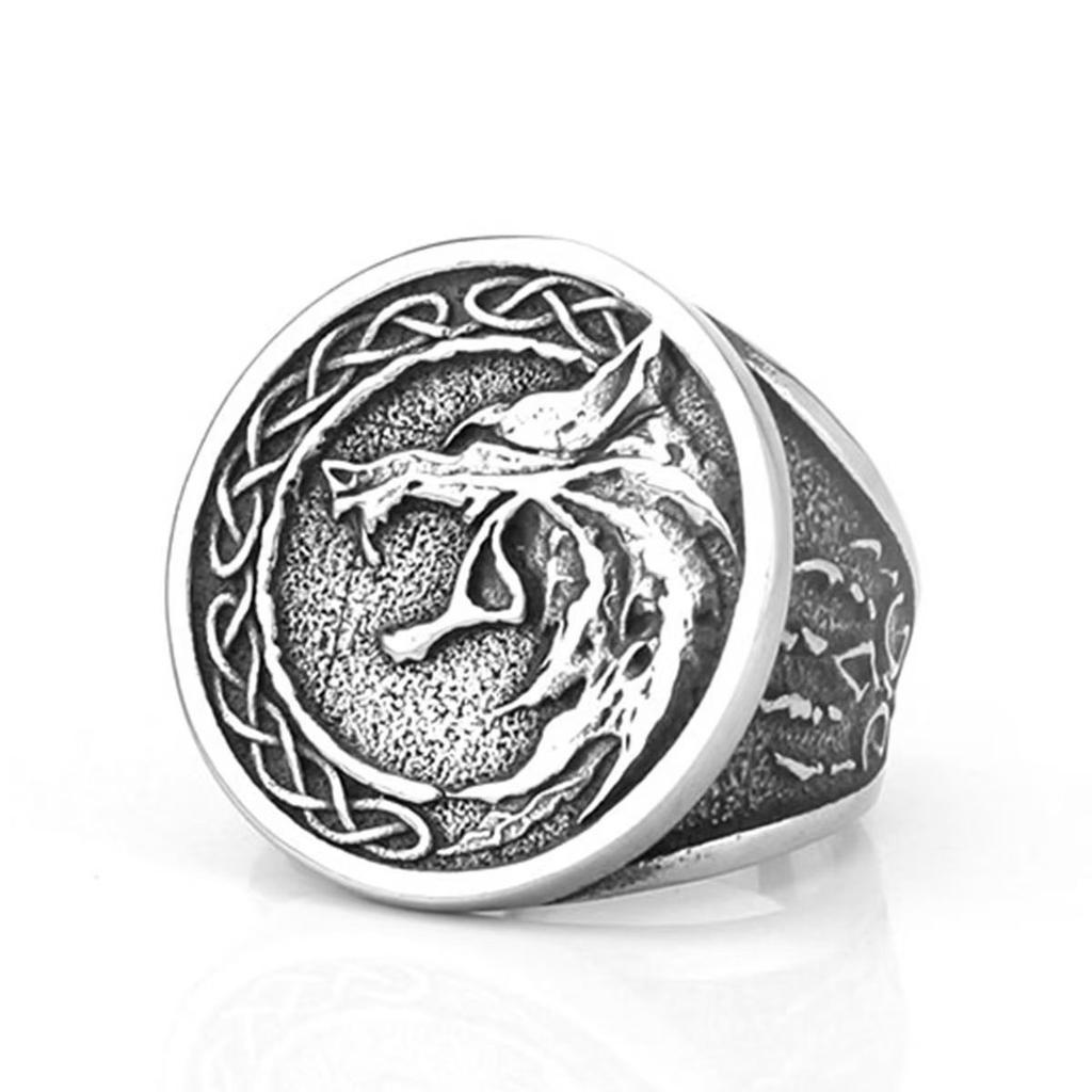 Retro Nordic Viking Wolf Head Thai Atmospheric Ring Fashion Versatile and Powerful Creative Ring