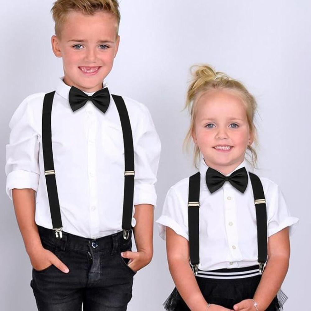 Solid Color Suspenders Bowtie Elastic Children Belt Classic Accessory Y-Back Braces