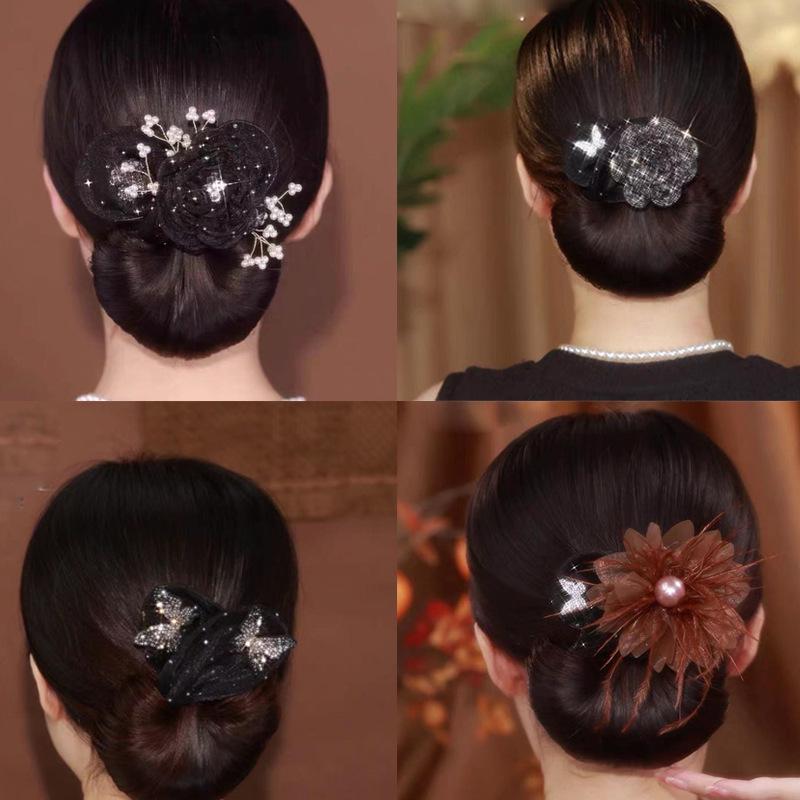Camellia Black Butterfly Hair Bun Maker - Versatile Douyin-Style Twist Clip for Women