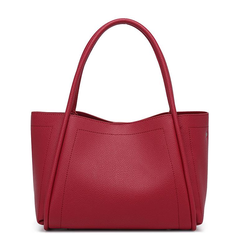 Tote Bag, Soft Leather Vegetable Basket Bag, Women's High-end Large-capacity Commuter Bag, Simple Women's Handbag