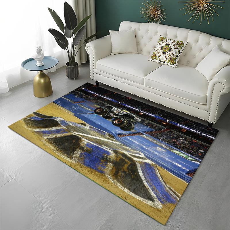 Cartoon Monster Truck Monster Jam Non-Slip Area Rug for Living Room,Bedroom,Playroom,Carpet Floor Mat Home Decor Rug Kids Room