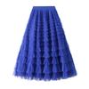 Women's Sweet Black White Tutu Skirts Tulle Cake Long Skirt Women Spring Summer Ruffle Pleated A-Line Chic Skirt