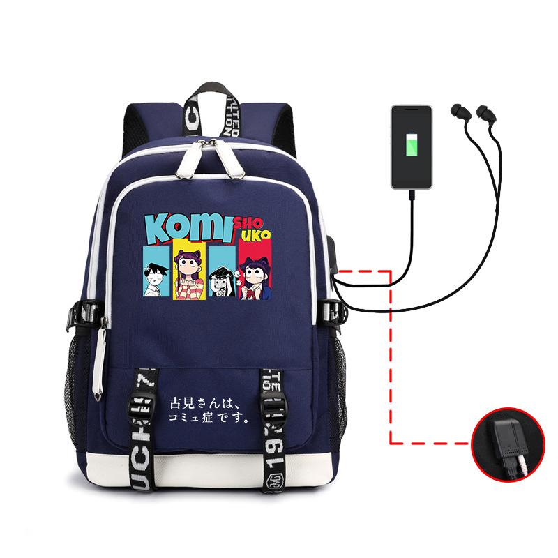 Anime, Kumi Classmate Has Communication Disorder, Cartoon Print Backpack Usb Large-Capacity Student Schoolbag