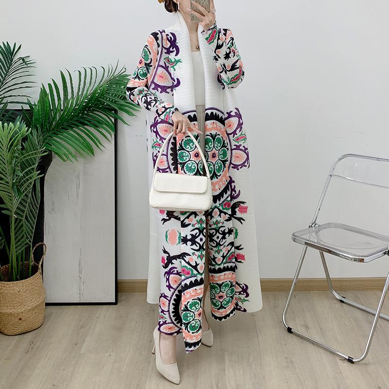 Plus Size White Turkish Print Abaya Cardigan for Women
