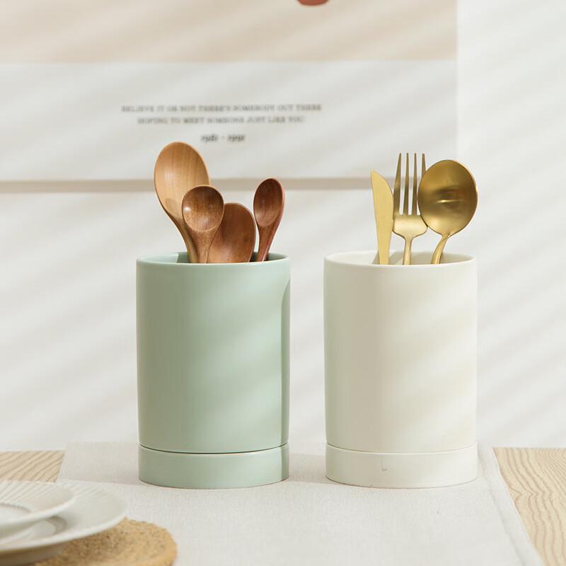 Qianxing Ceramic Double-Barrel Utensil Holder