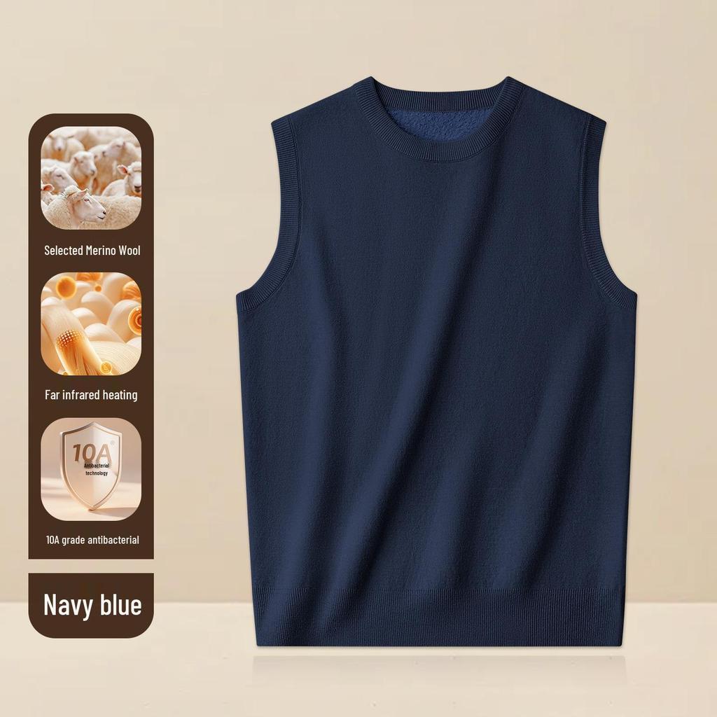 Men's Wool Modal Sweater Vest - Velvet Lined, Warm & Thick for Autumn/Winter