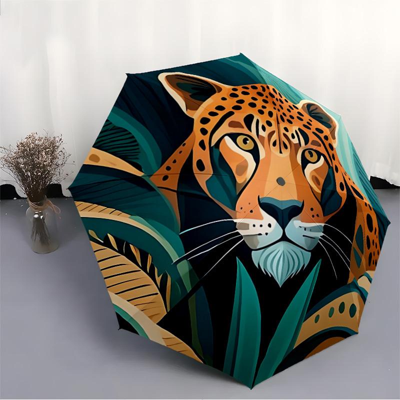 1pc JaguarAutomatic Open/close Folding Umbrella, Compact Portable Travel Umbrella, Perfect Birthday/Holiday, Cute Umbrella y036