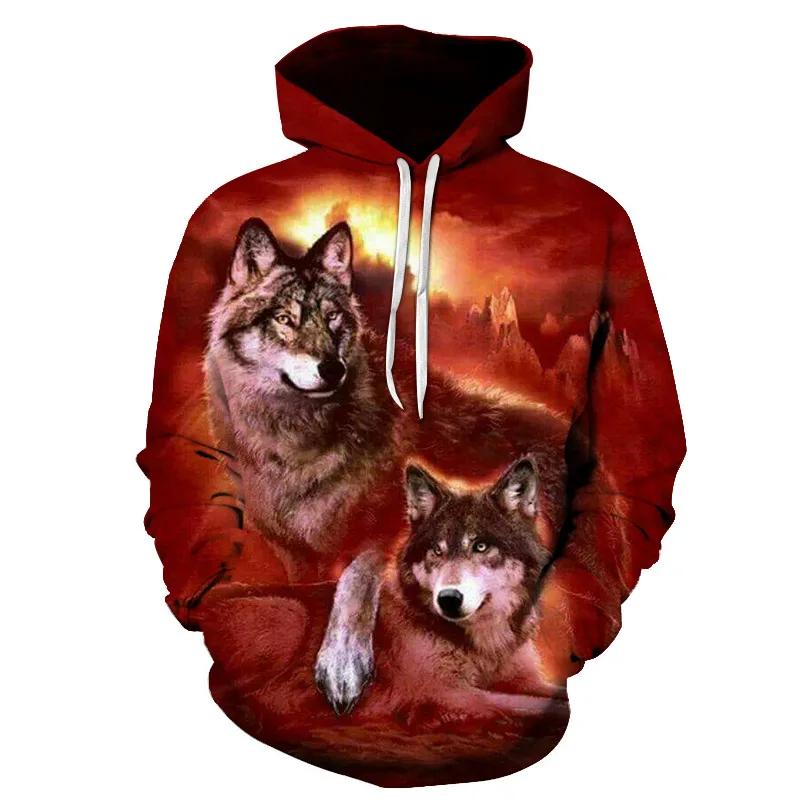 Zwei Schneewolf 3D-gedruckter Hoodie Harajuku Streetwear Hoodies Lässige Cartoon-Jacke Tier Beliebte personalisierte Sportbekleidung S-6XL