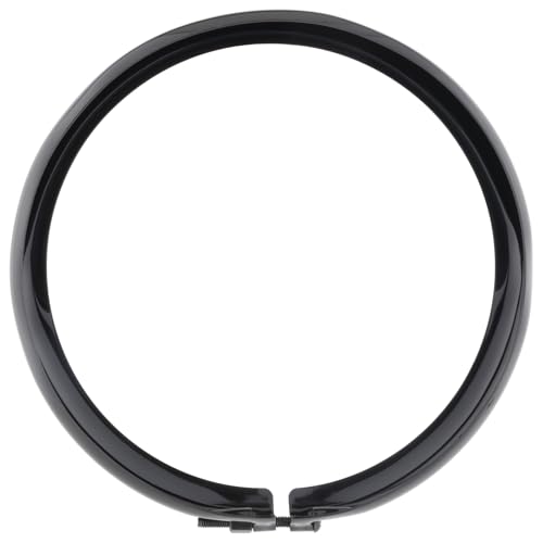 Kijima Motorcycle Headlight Bezel, Visor Style, 5-3/4 inch, Steel, Black Finish, for Harley, HD-01557