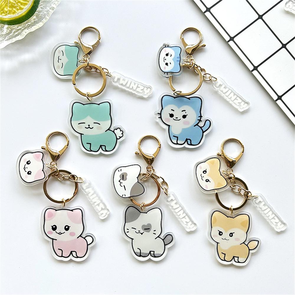 3PCS KPOP ITZY Acrylic Double-sided Keychain Twinzy Cartoon Keyring Yeji Lia Ryujin BORN TO BE World Concert Fans Collection