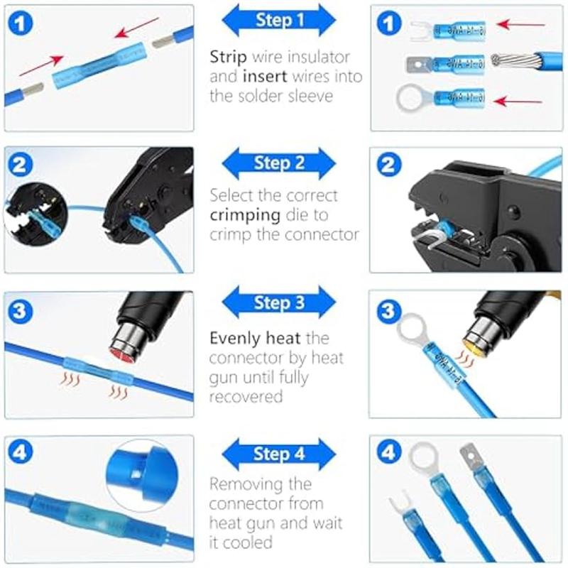 A03F-720PC Electrical Crimp Butt Terminals, Insulated Splice Connectors, Waterproof Heat Shrink Wire Connectors For Marine Truck