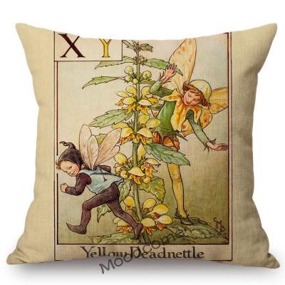 Tarot Alphabet Flower Fairy Baby Nursery Cartoon Art Home Decorative Sofa Throw Pillow Case Lovely Cute Children Cushion Cover