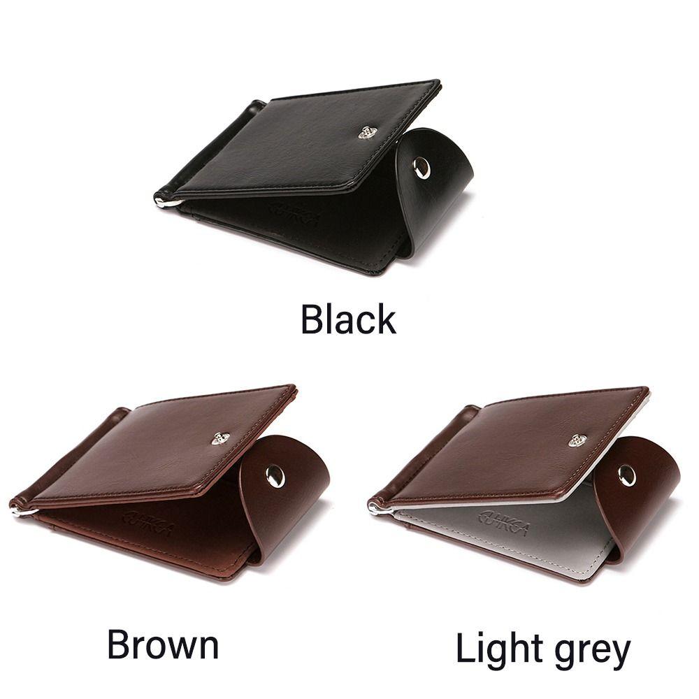 PU Leather Slim Wallets Vintage Men Wallet Business Short Leather Purses Bifold Money Clip Simple ID Card Holder