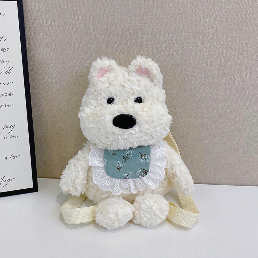 PP Cotton Plushie Doll Fur Bag Shoulder Bag Stuffed Running Dog Knapsack  Birthday Gift