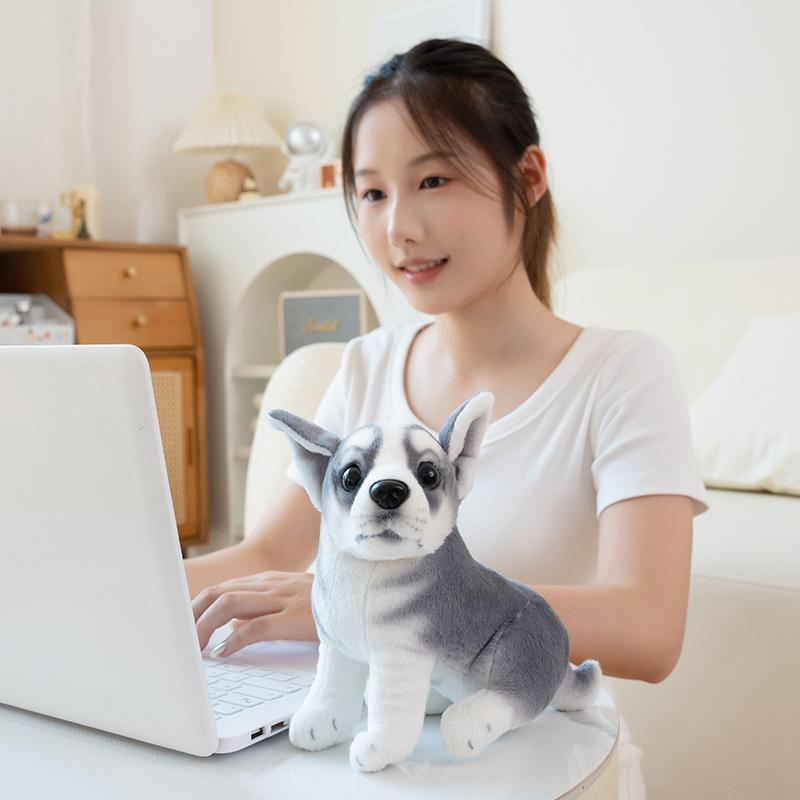 Simulation Dog Plush Toy Creative Realistic Animal Tilt Head Puppy Dolls Stuffed Soft Toys for Children Birthday Gift
