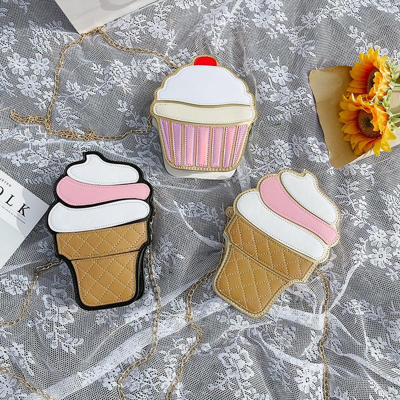 Cute ice cream bag 2025 summer new cartoon cake bag small shoulder oblique span chain bag French fries women's bag
