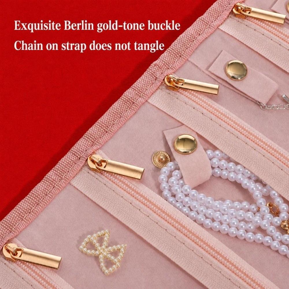 Sac de rangement pliable pour bijoux Pochette rouleau portable pour bijoux Colliers Boucles d'oreilles Bagues Bracelets