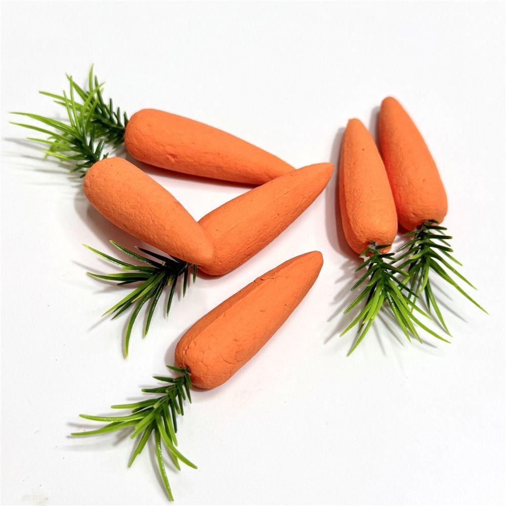 Lifelike Fake Carrots Glitter Easter Ornaments 6Pcs Kitchen Photography Props