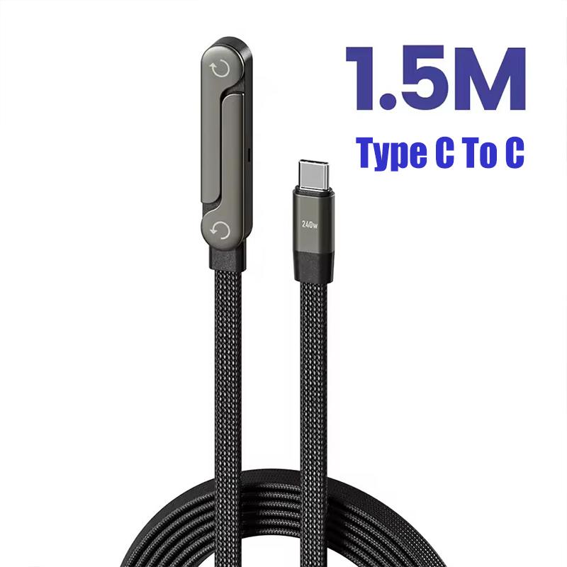 

240 В Кабель 2 в 1 Type C на Type C Быстрая зарядка Складная подставка Кабель для передачи данных Type C Настольный держатель Зарядный провод Для Iphone17 16 1.5m