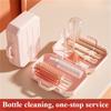 6 In 1 Silicone Bottle Brush Baby Bottle Cleaner Brush Set with Brush Straw Cleaner Drain Rack Pacifier Brush Storage Box