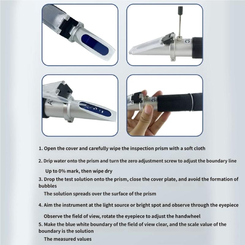 Portable Handheld Sugar Refractometer For Testing Drinks Fruit Juice Sugar Measurement And Density In Ocean Water