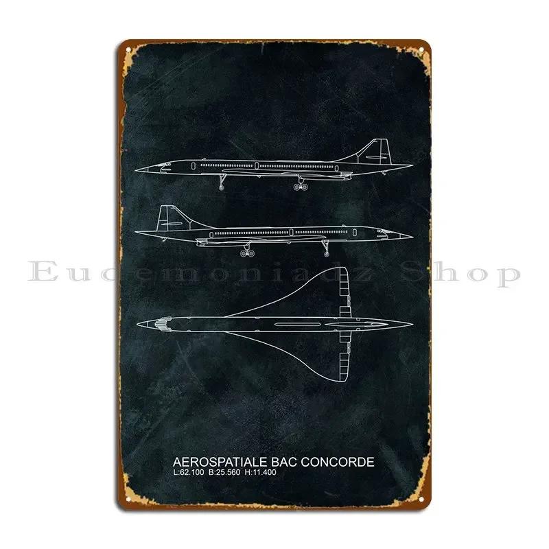 Aerospatiale Bac Concorde Metal Sign Decoration Design Living Room Wall Plaque Wall Pub Tin Sign Poster