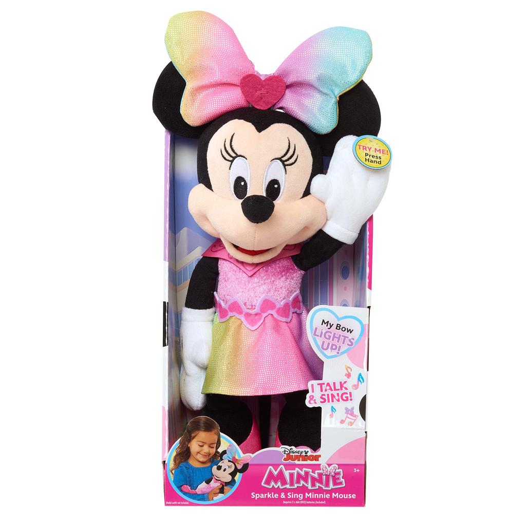 MINNIE Just Play Disney Junior Minnie Mouse Sparkle and Singing Minnie Mouse 13-inch Light and Sound Plush Toy