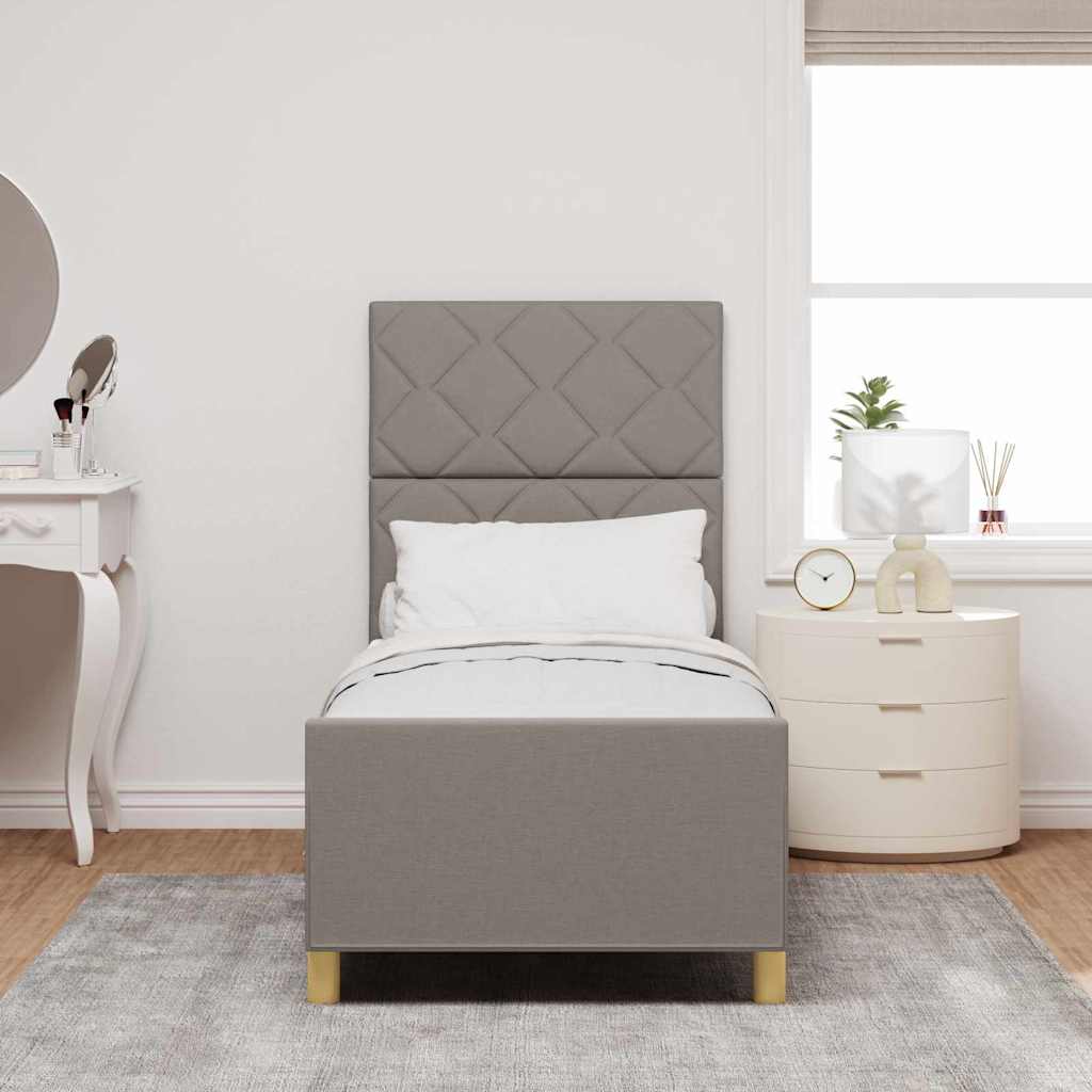Taupe Upholstered Bed Frame with Headboard 80 x 200 cm Fabric