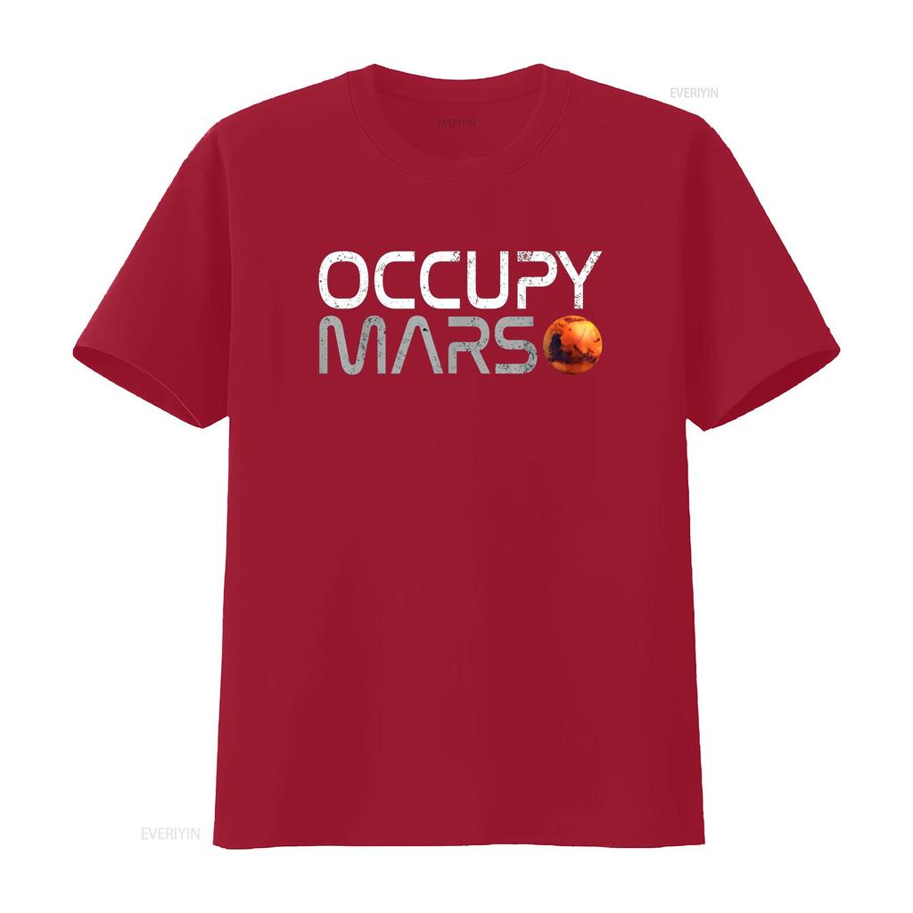 Occupy Mars T Shirt vintage Washed designer clothes streetwear Casual Stylish homme Slightly fashion Versatile Soft graphic