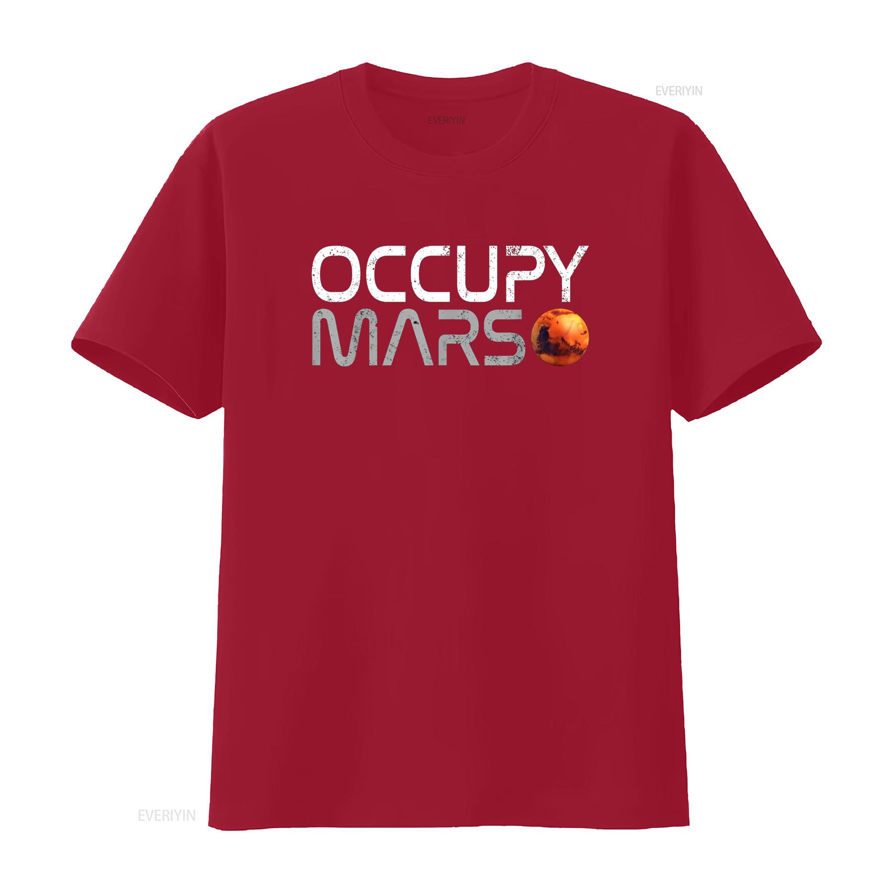 

Occupy Mars T Shirt vintage Washed designer clothes streetwear Casual Stylish homme Slightly fashion Versatile Soft graphic S