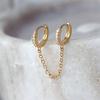 Two Holes Connecting Earrings Piercing Chain Hoop Earrings Huggie Wrap with Chain Dainty Earrings Jewelry for Women Girl