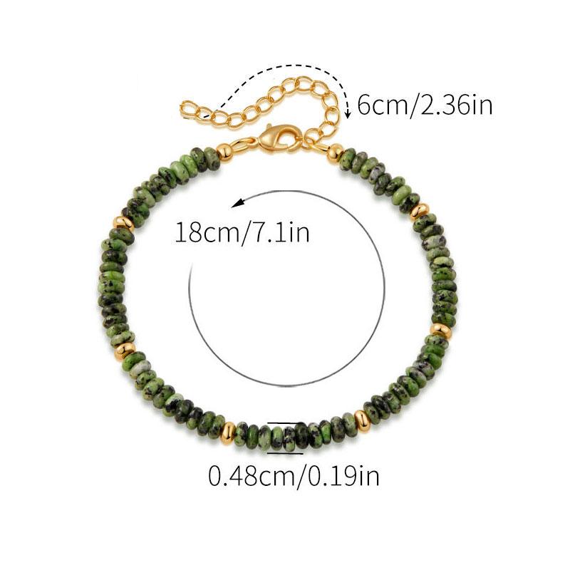 1pc Colorful Natural Stone Beads Chain Handmade Bracelet Bangle Waterproof Bohemia Stainless Steel Trendy Jewelry Gift