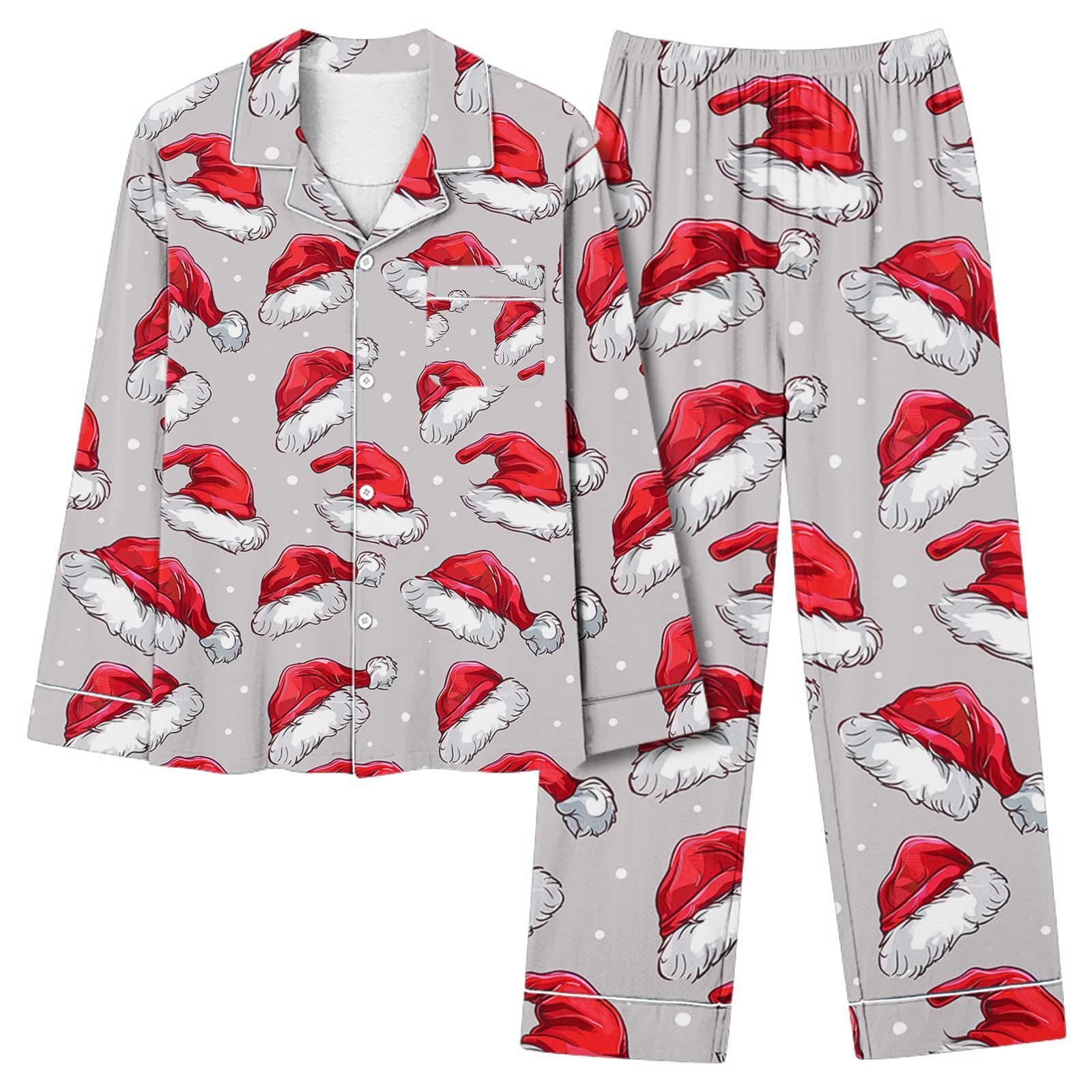 

Женский осенний рождественский пижамный комплект с принтом бантиков - Топ с длинным рукавом и брюки Large