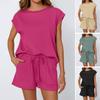 2025 Spring/Summer Women's Round Neck Loose Short Sleeve Two-Piece Set