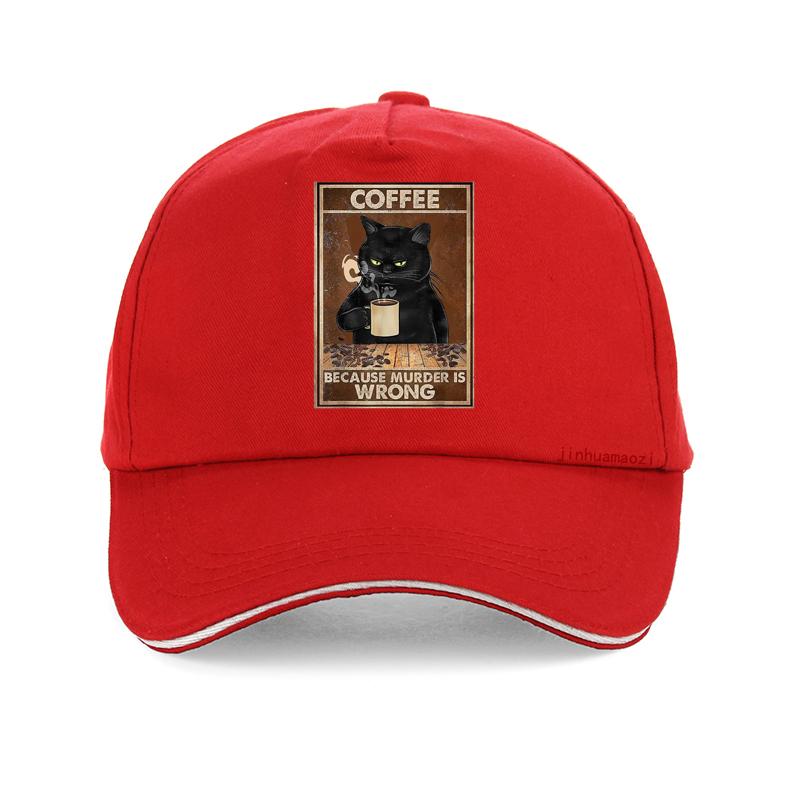Kaffee, weil Mord falsch ist, schwarze Katze trinkt Kaffee, lustige Baseballkappe, Unisex, verstellbar, Sommer-Visier, Hip-Hop-Snapback-Mütze