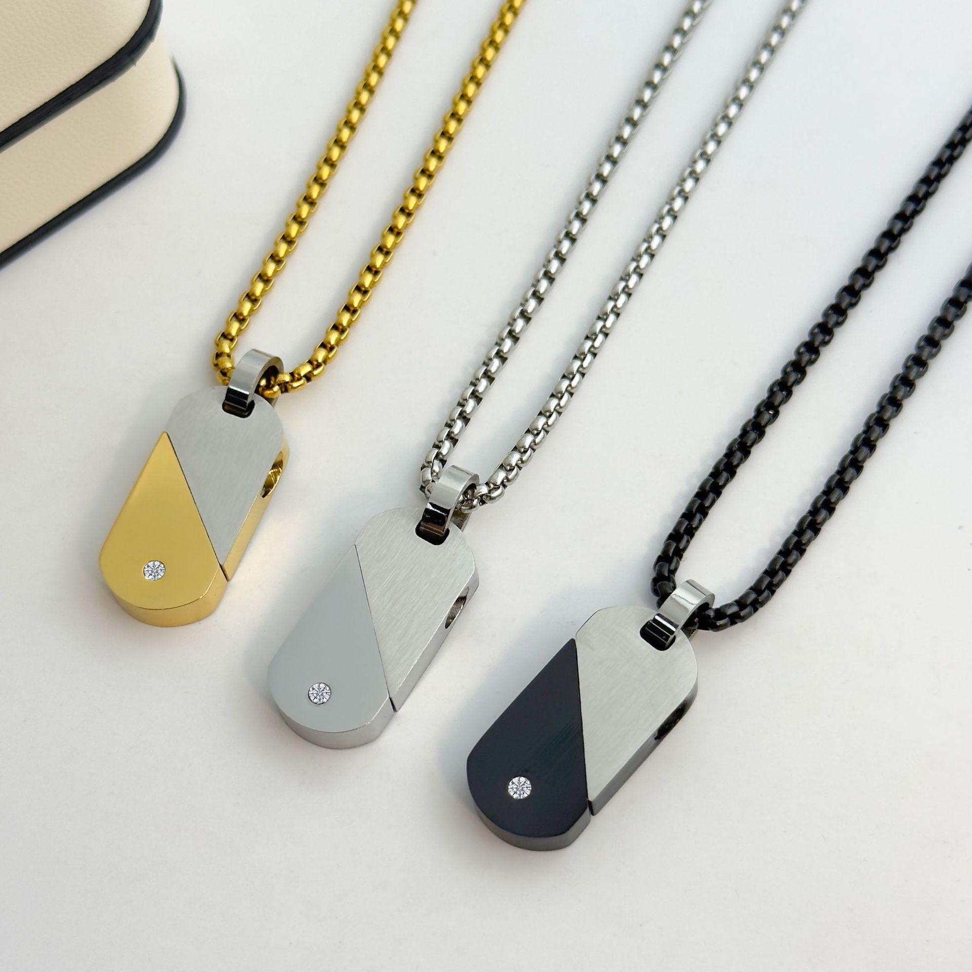 Hot-selling Stainless Steel Heart Diamond love Rotatable Bamboo Chain European Fashion Pendant серебряный
