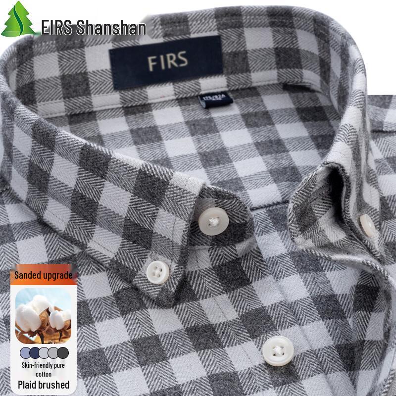 Мужская фланелевая рубашка в клетку Shanshan, 100% хлопок, двусторонняя наческа, с длинным рукавом 40