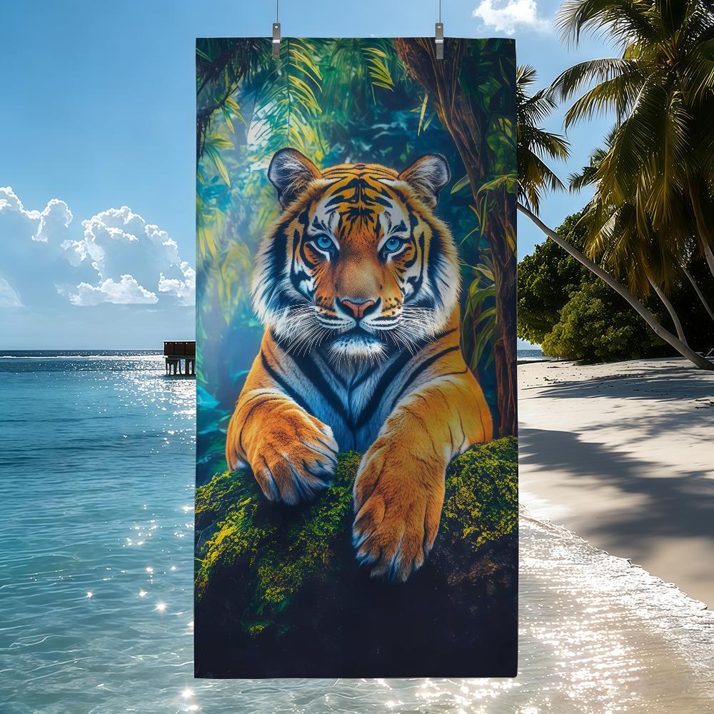 Modischer Druck Tiger Handtuch Trocknen Badehandtuch Anwendbar für Leichtes Schwimmen Camping Yoga Strand Aus