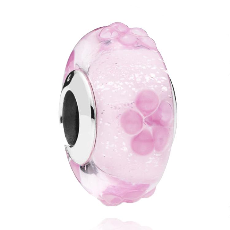 Brand New Authentic Original Copper Metal Murano Glass Charm Bead Component Colorful Rainbow Snowflakes Stars Charm Bead Component Designed For