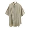 90s USA-made Linen Blend Old Short Sleeve Band Collar Shirt XL Beige Men's Used