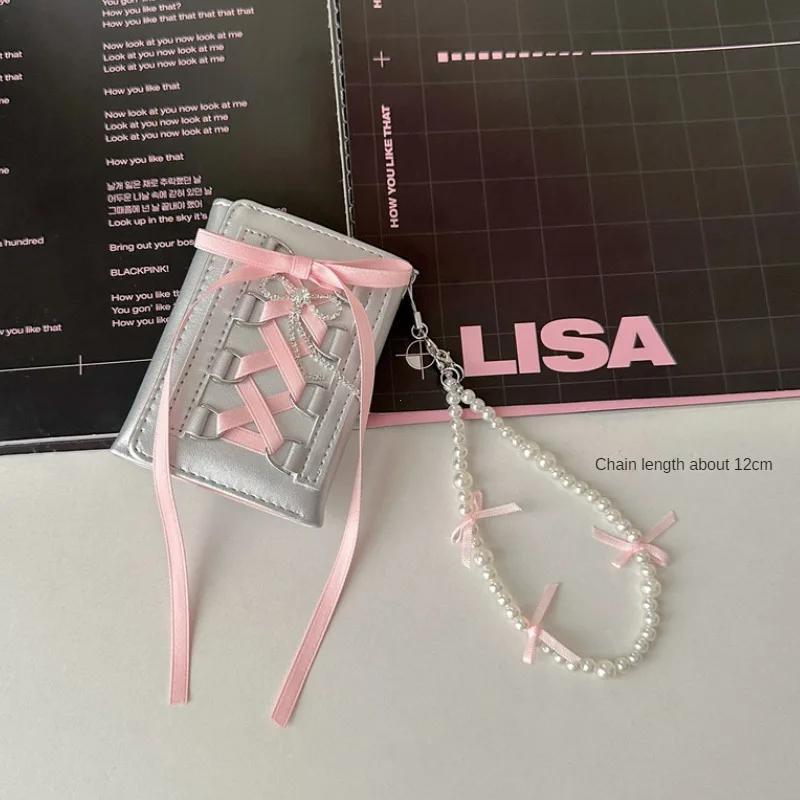 Silver Sweet Wallets for Women Y2k Strap-on Designer Original Fashion Short Coin Purse Korean Style Casual Cute Wallet Purse