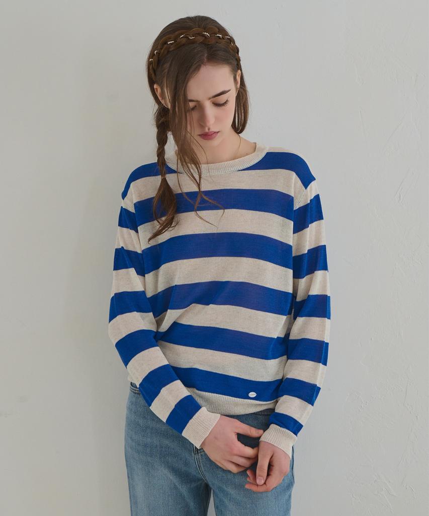 SLOWLOLLI Stripe Round-Neck Knit_4 Colors