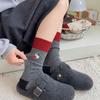 Contrast Color Apple Wool Dog Medium Tube Socks Warm Embroidery Shoes Birkenstocks Korean Simple Stacking Socks