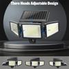 Solar Lights Outdoor, 2500 LM Waterproof Motion Sensor Spotlight, 3-Heads Solar Yard Lights, Bright Security Lighting for Garden