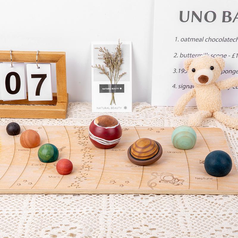 Cross-Border Solar System Wooden Puzzle - Planet Board for Early Education