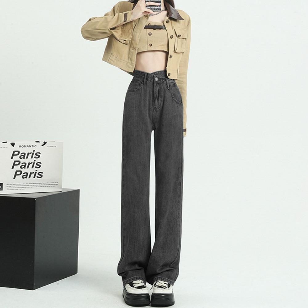 Trendy high-waisted wide-leg jeans women's loose spring and summer new design sense niche drape and thin floor pants