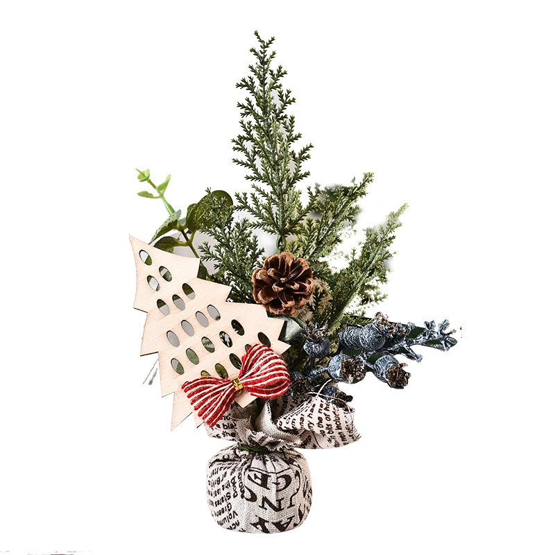 25CM table mini Christmas tree with flower, Small size Christmas trees gift for kids and friends, desktop christmas tree, New year's tree decoration