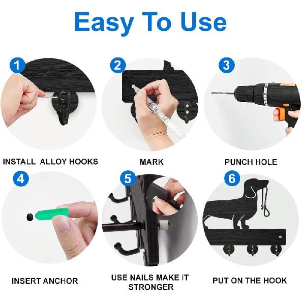 MAYJOYDIY Golf Coat Racks Wall Mounted Wood Golf Clubs Tree Key Hangers for Wall 11.8×7.9inch Black Key Holder 5 Alloy Hooks Home Decor Gifts