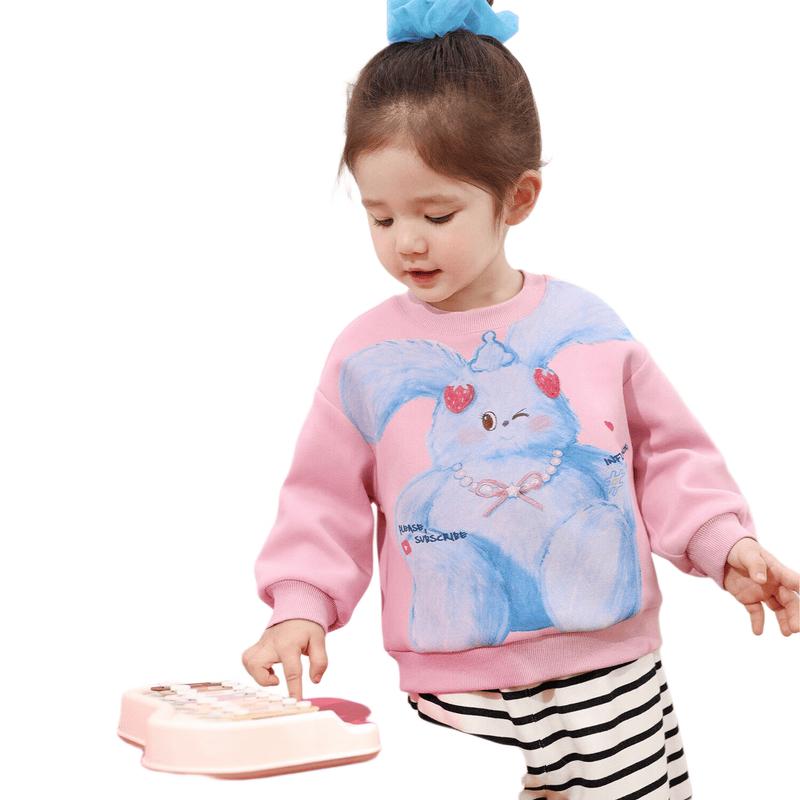 LUSON Baby Girls Round Neck Cartoon Sweatshirt 100 розовый