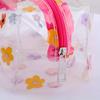 Transparent Flowers Design Pencil Case Girls' Portable Cosmetic Bag Cartoon Women Ladies PVC Makeup Bag Stationery Storage Bag